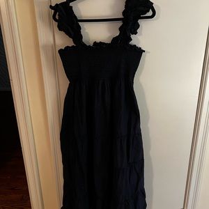 Navy nap dress with flaws by Hill House